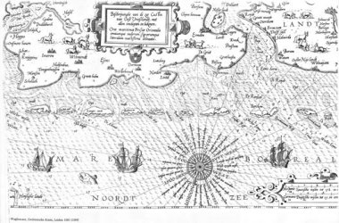 The picture shows an old drawn nautical chart