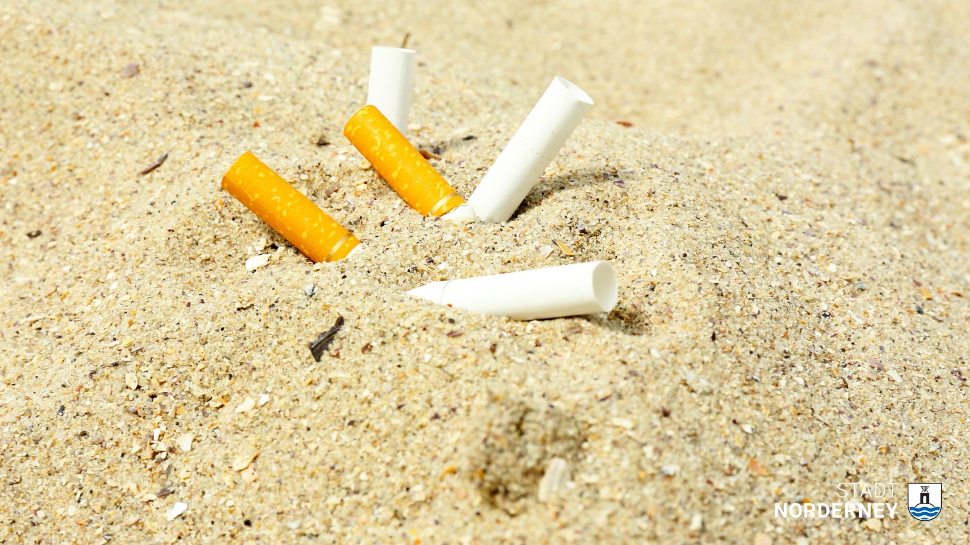 Zigarettenkippen im Sand